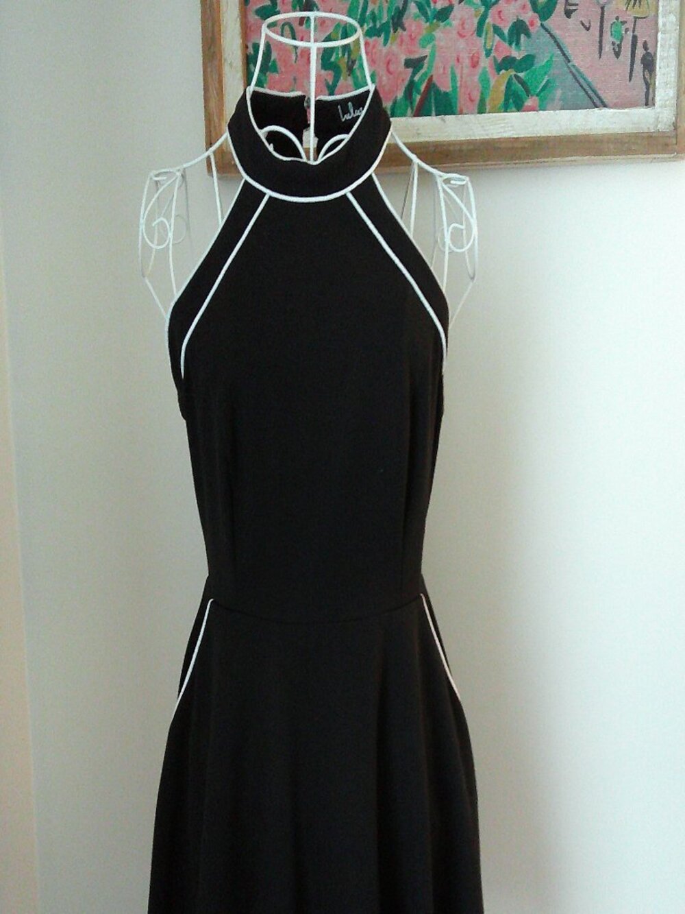 Lulus Black & White Aline Mini Halter Dress